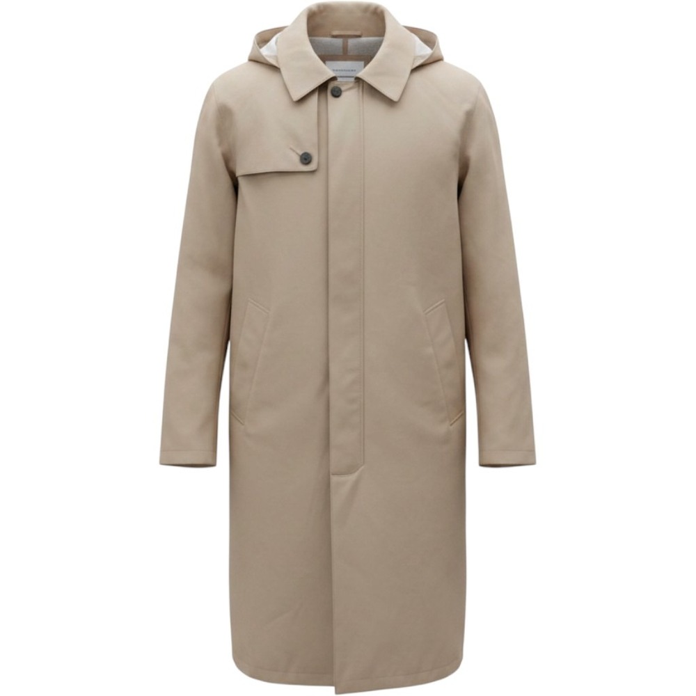 Calvin Klein Womens Extreme Slim Fit Hooded Car Coat Tan Beige Medium